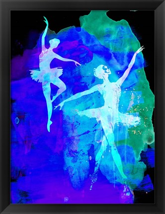 Framed Two White Dancing Ballerinas Print