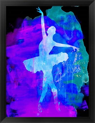 Framed White Ballerina Watercolor 1 Print