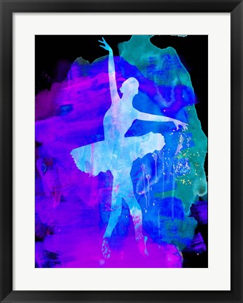 Framed White Ballerina Watercolor 1 Print