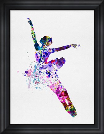 Framed Flying Ballerina Watercolor 1 Print