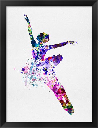 Framed Flying Ballerina Watercolor 1 Print