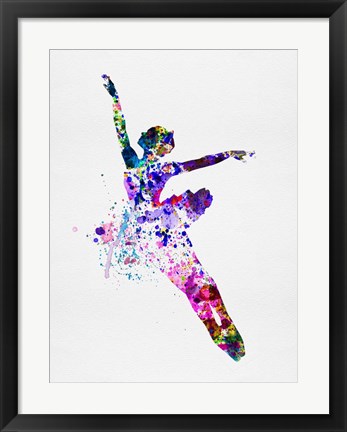 Framed Flying Ballerina Watercolor 1 Print