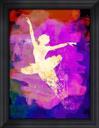 Framed Flying Ballerina Watercolor 2 Print