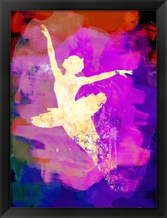 Framed Flying Ballerina Watercolor 2 Print