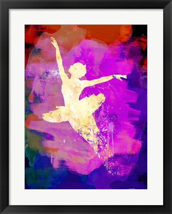 Framed Flying Ballerina Watercolor 2 Print