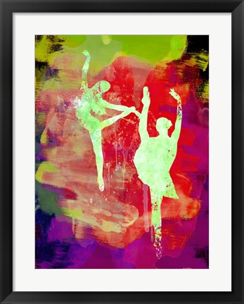 Framed Bright Ballet Watercolor 1 Print