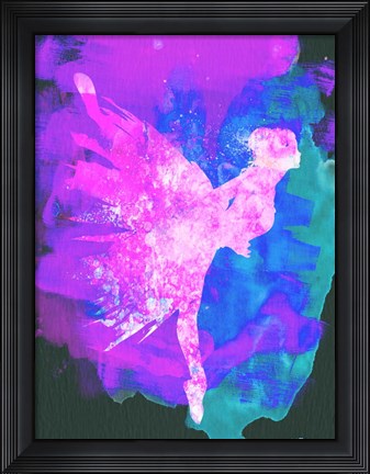 Framed Ballerina on Stage Watercolor 1 Print