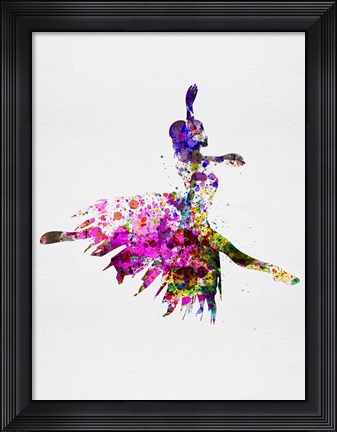 Framed Ballerina on Stage Watercolor 4 Print