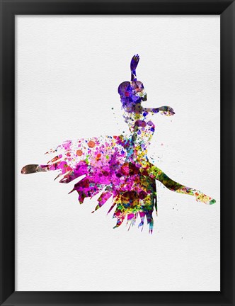 Framed Ballerina on Stage Watercolor 4 Print