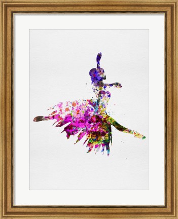 Framed Ballerina on Stage Watercolor 4 Print
