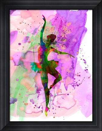 Framed Ballerina Dancing Watercolor 1 Print