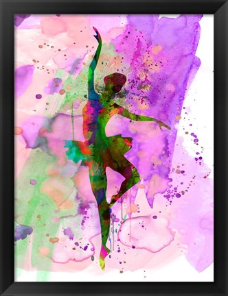 Framed Ballerina Dancing Watercolor 1 Print