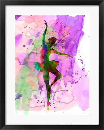 Framed Ballerina Dancing Watercolor 1 Print