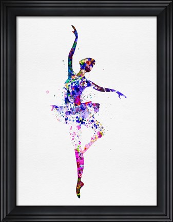 Framed Ballerina Dancing Watercolor 2 Print