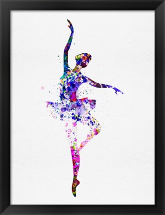 Framed Ballerina Dancing Watercolor 2 Print