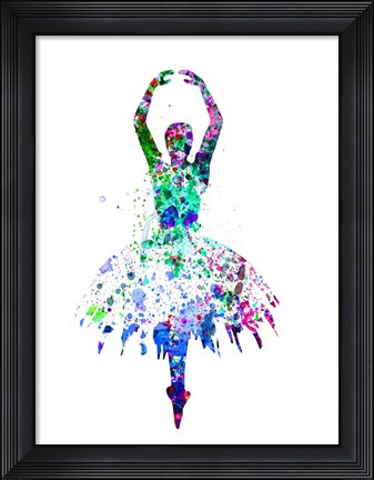 Framed Ballerina Dancing Watercolor 4 Print