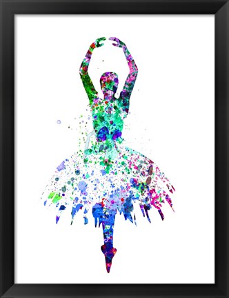 Framed Ballerina Dancing Watercolor 4 Print