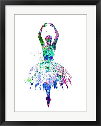 Framed Ballerina Dancing Watercolor 4 Print
