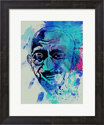 Framed Gandhi Watercolor 1 Print