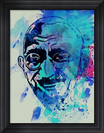 Framed Gandhi Watercolor 1 Print