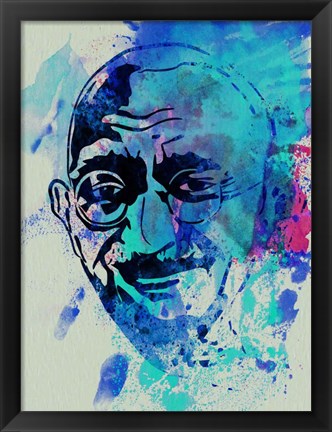 Framed Gandhi Watercolor 1 Print