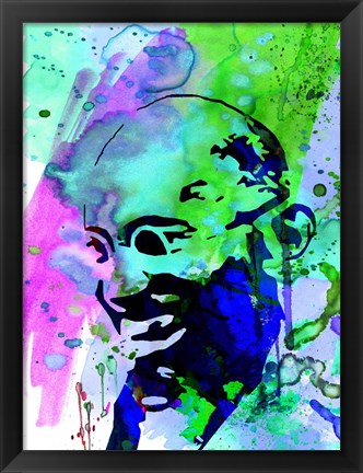 Framed Gandhi Watercolor 2 Print