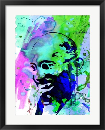 Framed Gandhi Watercolor 2 Print