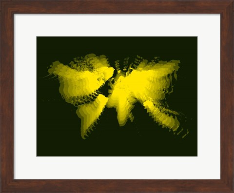 Framed Yellow Radiant World Map Print