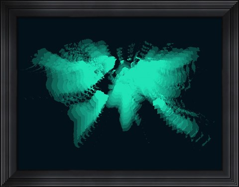Framed Light Blue Radiant World Map Print
