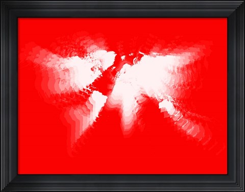 Framed Red and White Radiant World Map Print