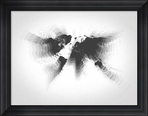 Framed Black Radiant World Map Print