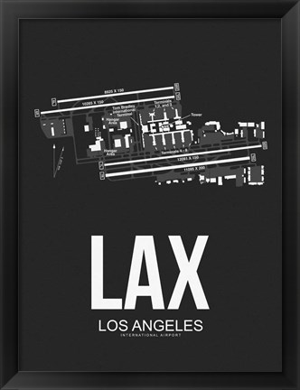 Framed LAX Los Angeles Airport Black Print