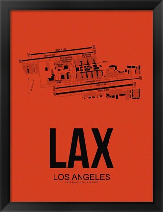Framed LAX Los Angeles Airport Orange Print