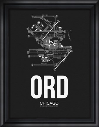 Framed ORD Chicago Airport Black Print