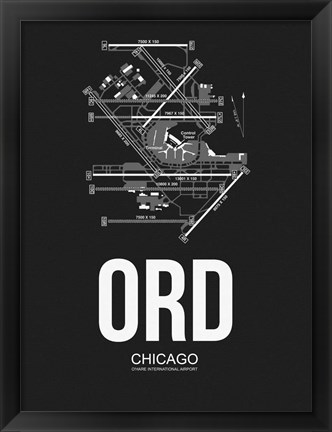 Framed ORD Chicago Airport Black Print