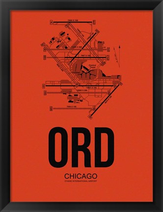 Framed ORD Chicago Airport Orange Print