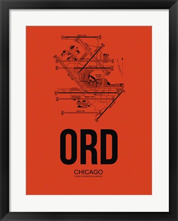 Framed ORD Chicago Airport Orange Print