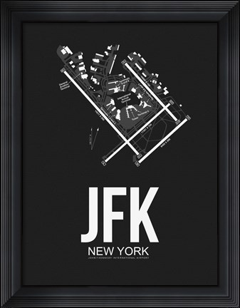 Framed JFK New York Airport Black Print