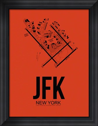 Framed JFK New York Airport Orange Print