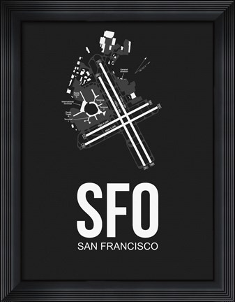 Framed SFO San Francisco Airport Black Print
