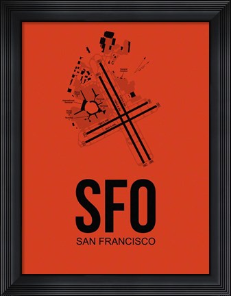 Framed SFO San Francisco Airport Orange Print