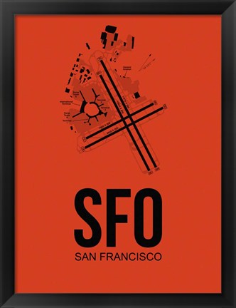 Framed SFO San Francisco Airport Orange Print