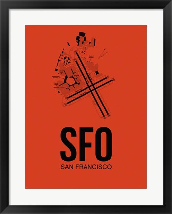 Framed SFO San Francisco Airport Orange Print