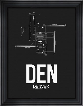 Framed DEN Denver Airport Black Print