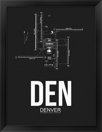 Framed DEN Denver Airport Black Print