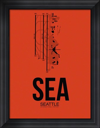 Framed SEA Seattle Airport Orange Print