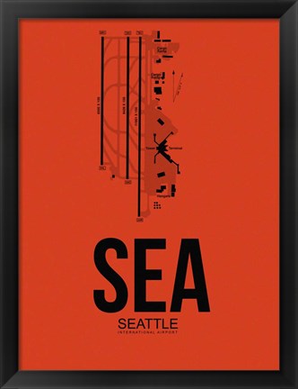 Framed SEA Seattle Airport Orange Print