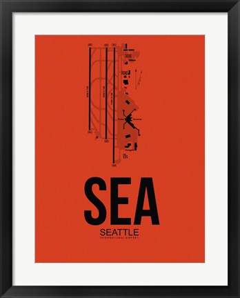 Framed SEA Seattle Airport Orange Print