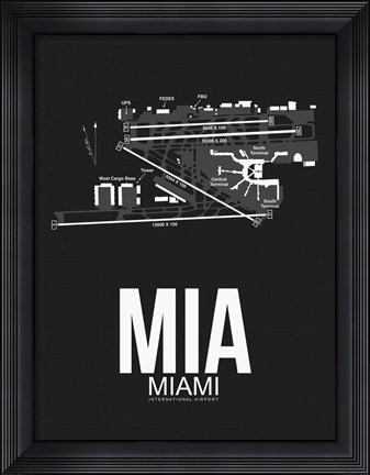Framed MIA Miami Airport Black Print