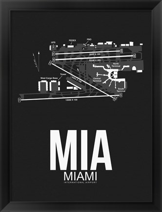 Framed MIA Miami Airport Black Print